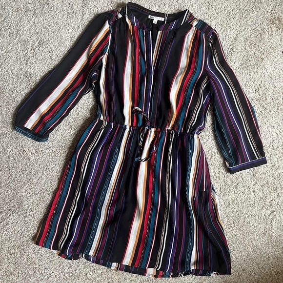 Rainbow and black vertical striped dress - Picture 1 of 4